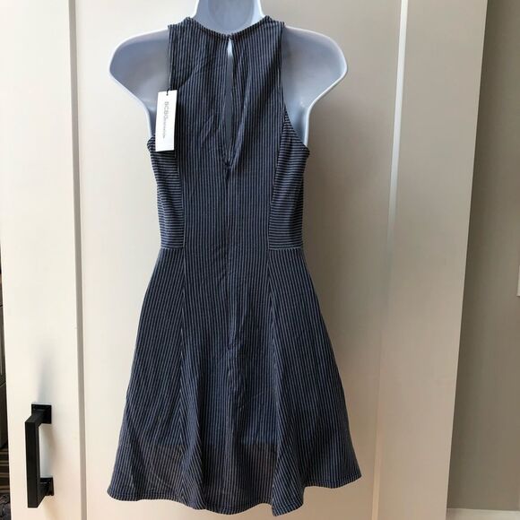 NWT BCBGeneration blue denim chambray stripe fit and flare dress woman’s size 4. - Picture 3 of 7